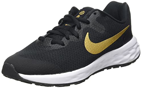 Nike Revolution 6 Nn (GS), Zapatillas Deportivas, Black Mtlc Gold White, 38 EU