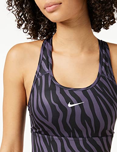 NIKE Sujetador Deportivo Modelo Swoosh ICONCLASH Bra SP21 Marca, Dark Raisin/White, S (CZ7208)