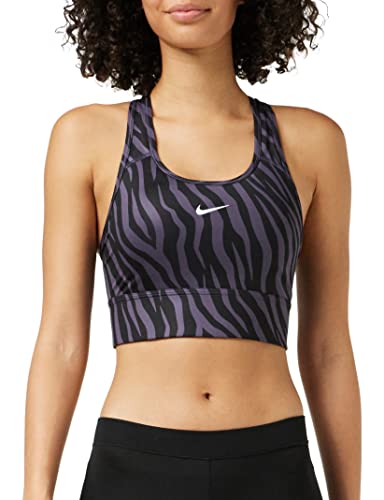 NIKE Sujetador Deportivo Modelo Swoosh ICONCLASH Bra SP21 Marca, Dark Raisin/White, S (CZ7208)