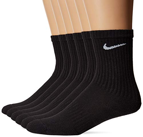 NIKE U NK Everyday Cush Crew 6Pr Calcetines, Hombre, Negro (Black/White), L