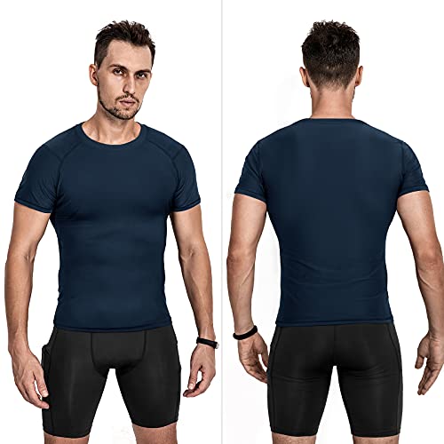 Niksa 3 Piezas Camiseta Compresión Hombre,Deportiva para Hombre Amiseta de Manga Corta Camiseta Entrenamiento Hombre Diseño de Malla Transpirable Secado rápido para Running Gym Ciclismo