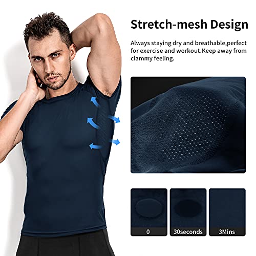 Niksa 3 Piezas Camiseta Compresión Hombre,Deportiva para Hombre Amiseta de Manga Corta Camiseta Entrenamiento Hombre Diseño de Malla Transpirable Secado rápido para Running Gym Ciclismo