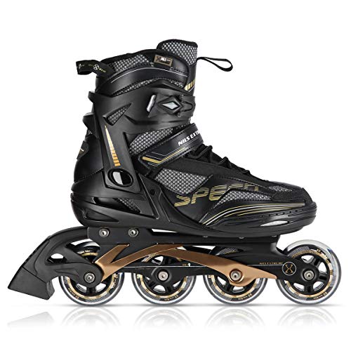 Nils Extreme Patines en línea para hombre y mujer, ruedas 82A, rodamientos ABEC9 cromados, unisex, para adultos, color negro (42)