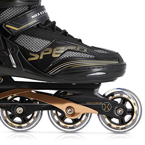 Nils Extreme Patines en línea para hombre y mujer, ruedas 82A, rodamientos ABEC9 cromados, unisex, para adultos, color negro (42)