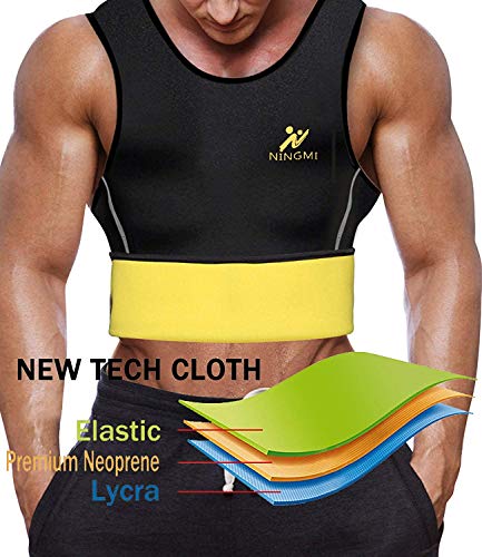 NINGMI Chaleco Sauna Hombre Entrenador Cintura de Neopreno Fajas Reductoras Efecto Camiseta para Correr