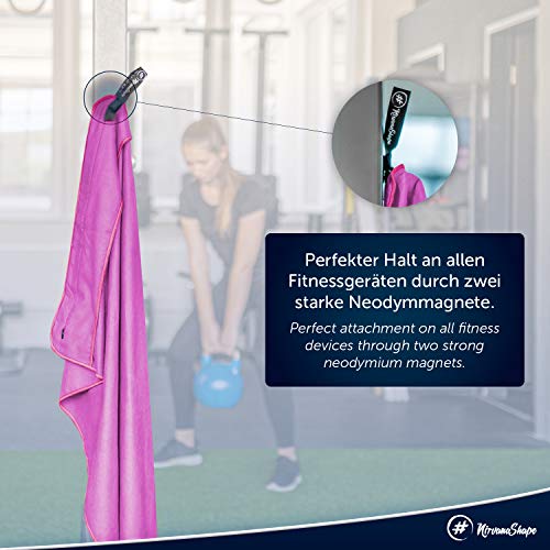 NirvanaShape ® Toalla de Gimnasio | Toalla de Microfibra Resistente con Clip Magnético | Elegante y Funcional | Ultra Absorbente y Compacta | Toalla de Deporte Gimnasio