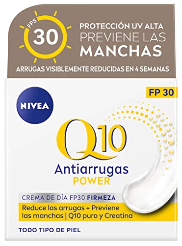 NIVEA Q10 Power Antiarrugas Cuidado de Día Triple Defensa FP30 (1 x 50 ml), crema hidratante antiarrugas, crema facial con protector solar 30, crema de día