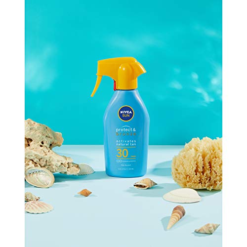 NIVEA SUN Protege & Broncea Spray Solar FP30 (1 x 300 ml), activador del bronceado, protección solar alta, protector solar hidratante y resistente al agua