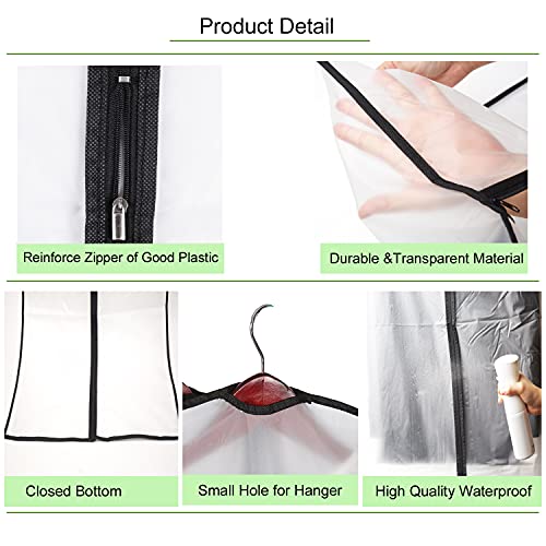 Niviy 6 Pcs Fundas Transparentes para Ropa de 120 x 60 cm + 100 x 60 cm Tejido Transpirable de Alta Calidad para Almacenamiento de Trajes Vestidos Abrigos Americanas Camisas Vestidos de Noche