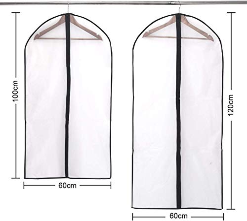 Niviy 6 Pcs Fundas Transparentes para Ropa de 120 x 60 cm + 100 x 60 cm Tejido Transpirable de Alta Calidad para Almacenamiento de Trajes Vestidos Abrigos Americanas Camisas Vestidos de Noche