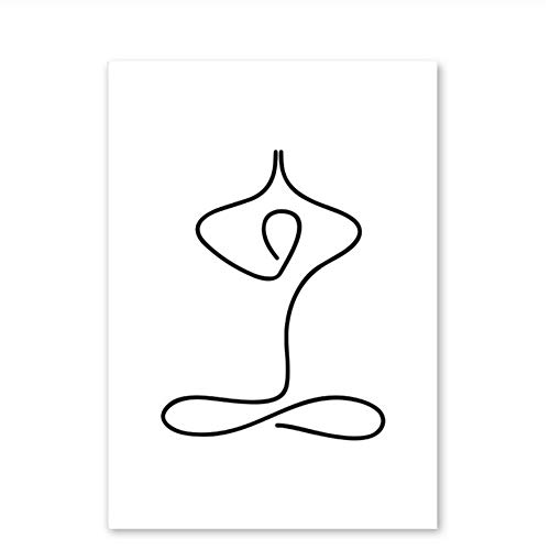 NO BRAND Pintura Moderna en Lienzo Exhale Inhale Sin Dolor Sin Ganancia Texto y Cita Poster Yoga Wall Art Prints 40x60cm (15.7"x23.6) x3   Sin Marco