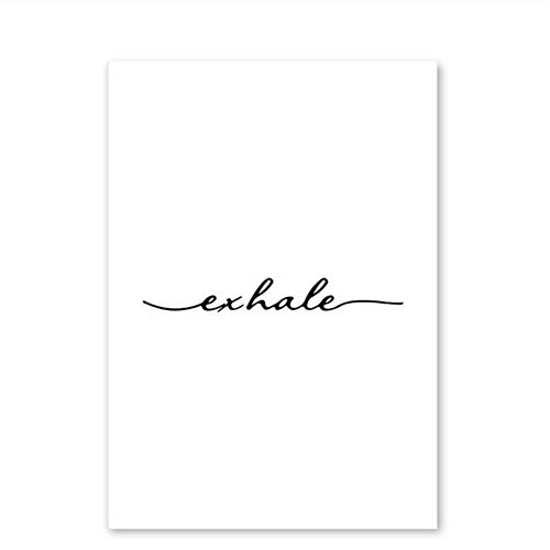 NO BRAND Pintura Moderna en Lienzo Exhale Inhale Sin Dolor Sin Ganancia Texto y Cita Poster Yoga Wall Art Prints 40x60cm (15.7"x23.6) x3   Sin Marco