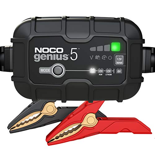 NOCO GENIUS5EU, 5A Cargador de Batería Automático Inteligente Portátil de 6V y 12V, Mantenedor de Batería y Desulfador para Moto, Scooter, Coche, Camión y Caravana 