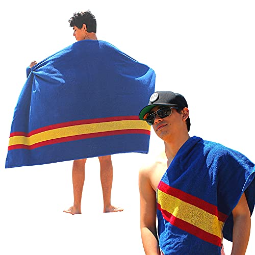 noi Toalla de Playa Grande + Toalla de Gym. 100% algodón. Bandera de España (Azul) 2 Piezas de Diferente tamaño