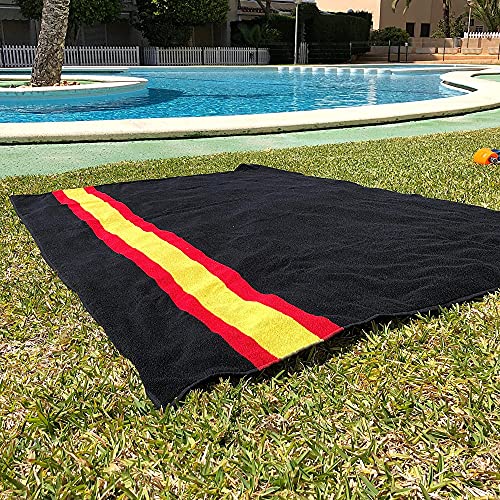 noi Toalla de Playa Grande + Toalla de Gym. 100% algodón. Bandera de España (Negra) 2 Piezas de Diferente tamaño