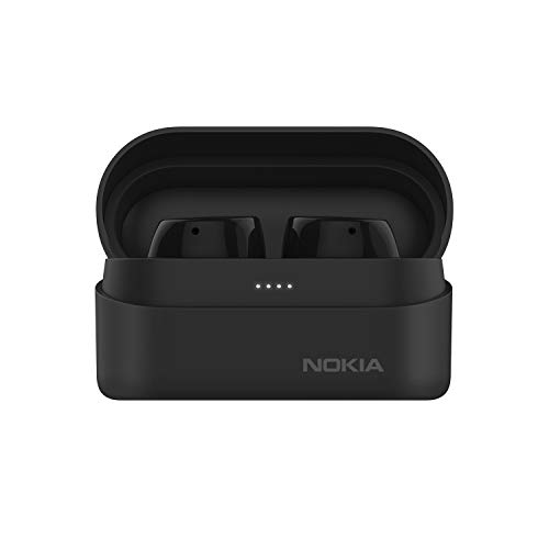 Nokia BH-405 Power Earbuds Lite True Auriculares Inalámbricos, 35Hrs de Reproducción, IPX7 a Prueba de Agua, Compatible con Bluetooth, Estuche Compacto de Carga Inalámbrica, Negro