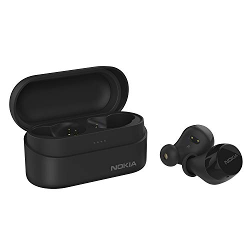 Nokia BH-405 Power Earbuds Lite True Auriculares Inalámbricos, 35Hrs de Reproducción, IPX7 a Prueba de Agua, Compatible con Bluetooth, Estuche Compacto de Carga Inalámbrica, Negro