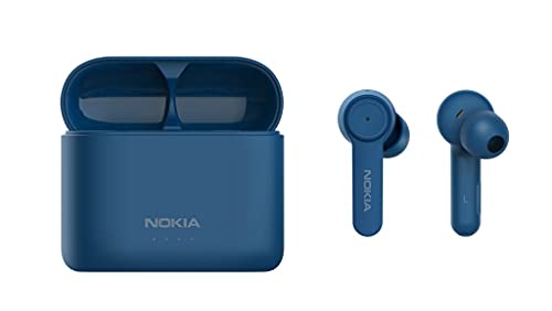 Nokia BH 805 Auriculares con Cancelación de Ruido, Auriculares Inalámbricos Bluetooth, 20 Horas de Reproducción, Resistencia al Agua IPX5, Controles Inteligentes, Estuche de Carga Rápida, Azul