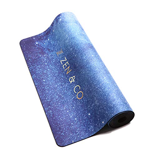 none-branded Zen&CO colchoneta de Yoga, Material y Textura Ante Gamuza, 4MM con diseño Original, Ideal para Ejercicios como Yoga, Pilates, Bikram, Ashtanga (183cm x 61cm x 4mm) (Galaxia)