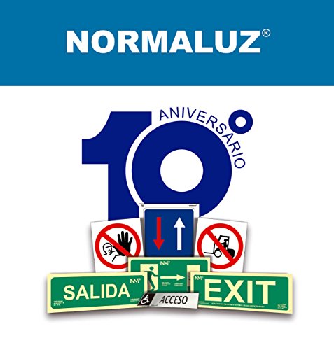 Normaluz RD11140 - Señal Luminiscente Salida Escalera Derecha Abajo Clase B PVC 0,7mm 32x16cm con CTE, RIPCI y Apto para la Nueva Legislación