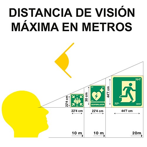 Normaluz RD11140 - Señal Luminiscente Salida Escalera Derecha Abajo Clase B PVC 0,7mm 32x16cm con CTE, RIPCI y Apto para la Nueva Legislación