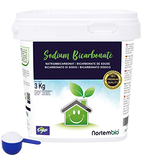 Nortembio Bicarbonato de Sodio Ecológico 3 Kg. Insumo de Origen Natural. Bicarbonato Sódico Sin Aluminio. E-Book con Usos de Limpieza Incluido.