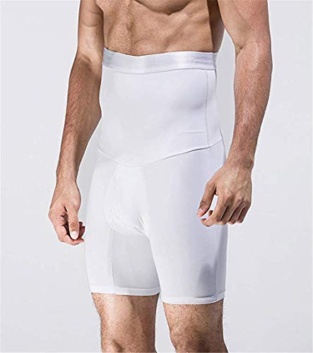 NOVECASA Pantalones Cortos de Compresión para Hombre con Faja Moldeadora Abdominal Plano Calzoncillos Reductoros Elásticos Shapewear (2XL(95-108 kg), Blanco)