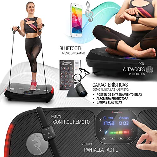 ¡Novedad de Feria! 4D VP400 Plataforma Vibratoria de Diseño Curvo + Videos de Entrenamiento, Pantalla Táctil, Gran Superficie, Tecnología LED, Reloj Remoto, Bandas de Resistencia, póster y esterilla