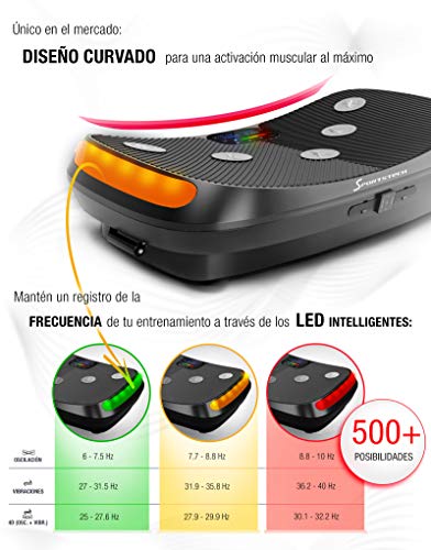 ¡Novedad de Feria! 4D VP400 Plataforma Vibratoria de Diseño Curvo + Videos de Entrenamiento, Pantalla Táctil, Gran Superficie, Tecnología LED, Reloj Remoto, Bandas de Resistencia, póster y esterilla