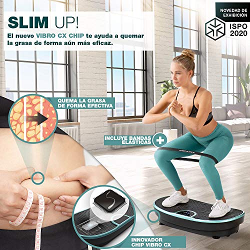 Novedad de Feria! Plataforma vibratoria VP250 elegante diseño curvo y compacto | Quema Grasa & Formación Músculos | Motor Silencioso con 180 niveles | Programas de Entrenamiento 7+1 | Opción yoga