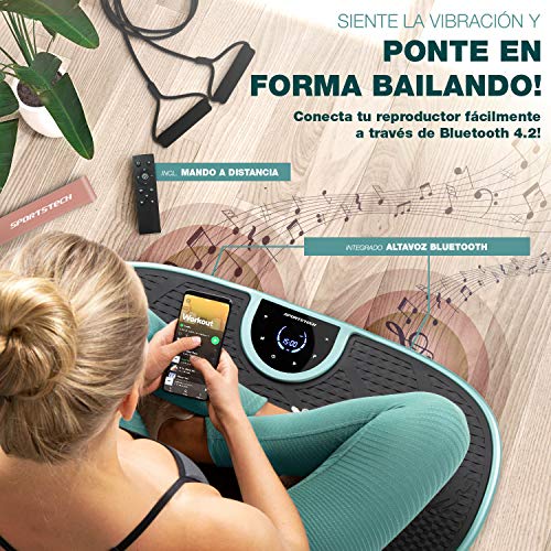 Novedad de Feria! Plataforma vibratoria VP250 elegante diseño curvo y compacto | Quema Grasa & Formación Músculos | Motor Silencioso con 180 niveles | Programas de Entrenamiento 7+1 | Opción yoga