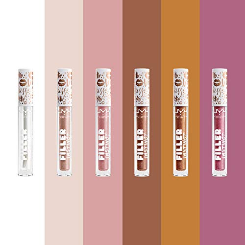 NYX Professional Makeup Gloss voluminizador Filler Instinct, Brillante, Hidratante, Fórmula vegana, 2,5 ml, Tono: Let's Glaze