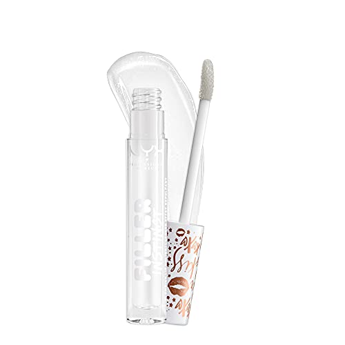 NYX Professional Makeup Gloss voluminizador Filler Instinct, Brillante, Hidratante, Fórmula vegana, 2,5 ml, Tono: Let's Glaze