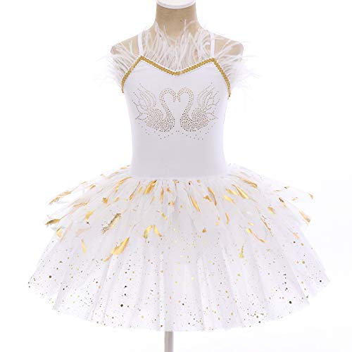 OBEEII Vestido Maillot de Ballet Danza para Niña Chica Tutú Flores Princesa Maillot Gimnasia