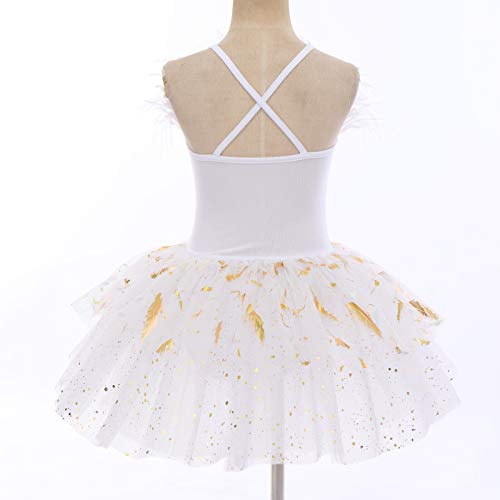 OBEEII Vestido Maillot de Ballet Danza para Niña Chica Tutú Flores Princesa Maillot Gimnasia