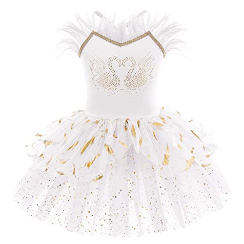 OBEEII Vestido Maillot de Ballet Danza para Niña Chica Tutú Flores Princesa Maillot Gimnasia