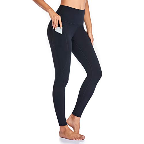 Occffy Leggings Mujer Deporte Cintura Alta Mallas Pantalones Deportivos Leggins con Bolsillos para Yoga Running Fitness y Ejercicio Oc01 (Negro, XL)