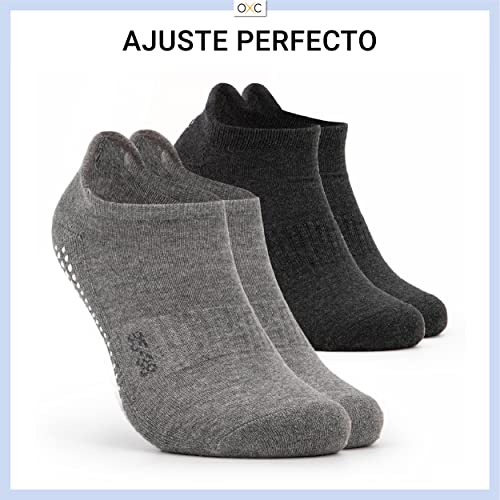 Occulto CALCETINES ANTIDESLIZANTES para MUJER y HOMBRE (2-4 PARES), CALCETINES para YOGA y PILATES MUJER HOMBRE 35-38 2 Pares | Gris Negro