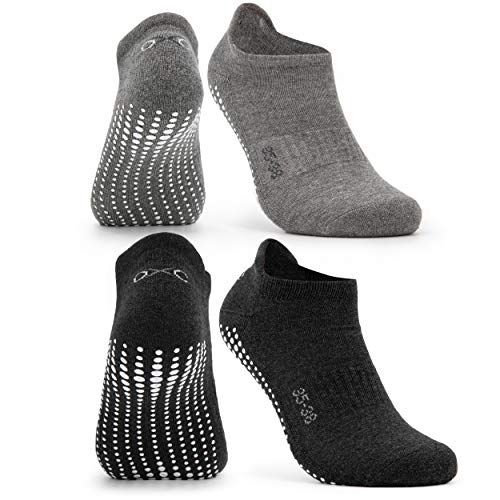 Occulto CALCETINES ANTIDESLIZANTES para MUJER y HOMBRE (2-4 PARES), CALCETINES para YOGA y PILATES MUJER HOMBRE 43-46 2 Pares | Gris Negro