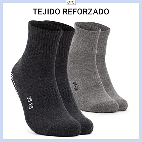 Occulto CALCETINES ANTIDESLIZANTES para MUJER y HOMBRE (2-4 Pares, Modelo: Madeleine), CALCETINES para YOGA, CALCETINES PILATES para Mujer y Hombre 39-42 2 Pares | negro,gris