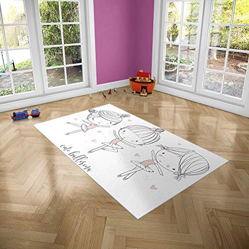 Oedim Alfombra Infantil Bailarinas para Habitaciones PVC | 95 x 165 cm | Moqueta PVC | Suelo vinílico | Decoración del Hogar | Suelo Sintasol | Suelo de Protección Infantil |