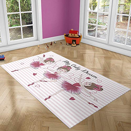 Oedim Alfombra Infantil Bailarinas para Habitaciones PVC | 95 x 200 cm | Moqueta PVC | Suelo vinílico | Decoración del Hogar | Suelo Sintasol | Suelo de Protección Infantil |