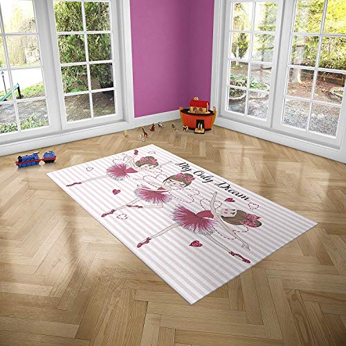 Oedim Alfombra Infantil Bailarinas para Habitaciones PVC | 95 x 200 cm | Moqueta PVC | Suelo vinílico | Decoración del Hogar | Suelo Sintasol | Suelo de Protección Infantil |