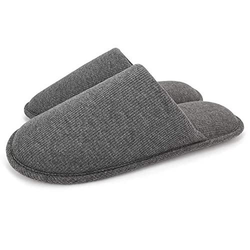 ofoot Zapatillas Estar por Casa Hombre Verano Algodón Orgánico Acogedoras, Pantuflas Planos Espuma Viscoelástica Lavables，Suela de Goma Antideslizante（Gris Oscuro,41/42 EU)