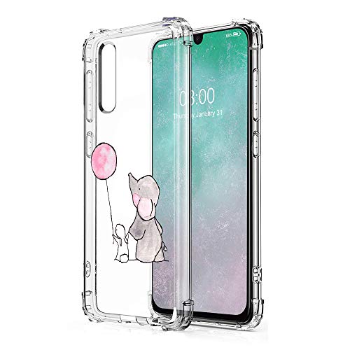 Oihxse Silicona Funda con Samsung Galaxy A8 2018 TPU Flexible Suave Transparente Protector Estuche Airbag Esquinas Reforzadas Ultra-Delgado Elefante Patrón Anti-Choque Caso (C10)