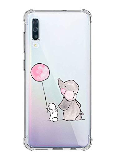 Oihxse Silicona Funda con Samsung Galaxy A8 2018 TPU Flexible Suave Transparente Protector Estuche Airbag Esquinas Reforzadas Ultra-Delgado Elefante Patrón Anti-Choque Caso (C10)