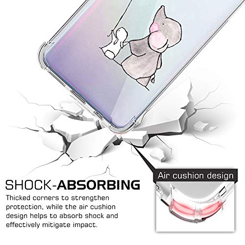 Oihxse Silicona Funda con Samsung Galaxy A8 2018 TPU Flexible Suave Transparente Protector Estuche Airbag Esquinas Reforzadas Ultra-Delgado Elefante Patrón Anti-Choque Caso (C10)