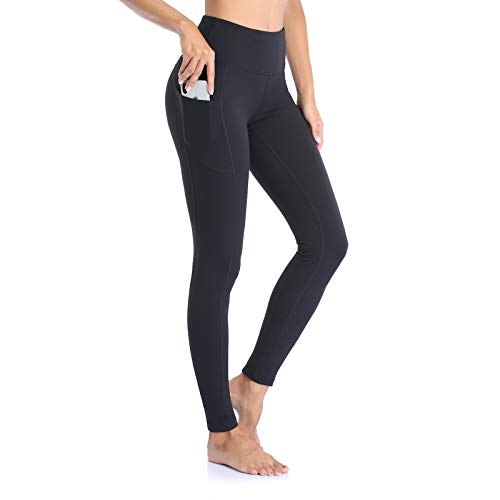 Ollrynns Leggings Mujer Fitness Mallas Deportivas de Mujer Pantalones Elásticos de Yoga con Bolsillos Laterales Polainas de Yoga Fitness CA166(,Negro,S)