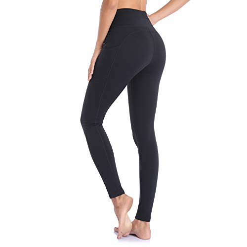 Ollrynns Leggings Mujer Fitness Mallas Deportivas de Mujer Pantalones Elásticos de Yoga con Bolsillos Laterales Polainas de Yoga Fitness CA166(,Negro,S)