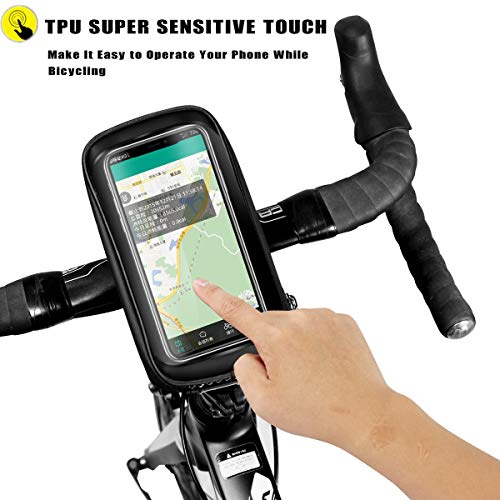 olsa Bici con Soporte para Telefono Móvil, Faireach Soporte Movil Bicicleta, Bolso Bicicleta Impermeable y con Ventana para Pantalla Táctil, para iPhone, Samsung y Otros Smartphones de hasta 6,5''